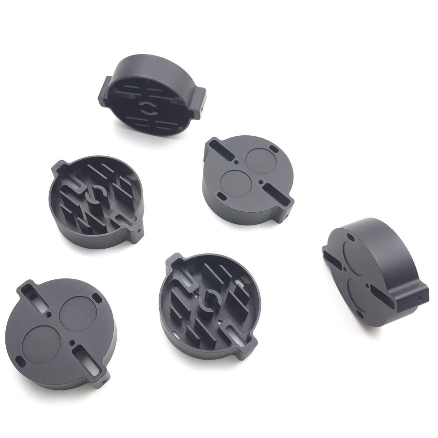 Black anodized aluminum heat sink components produced by CNC machining for LED industry