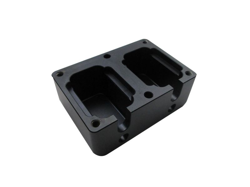 Precision CNC milled aluminum housing with black anodized finish