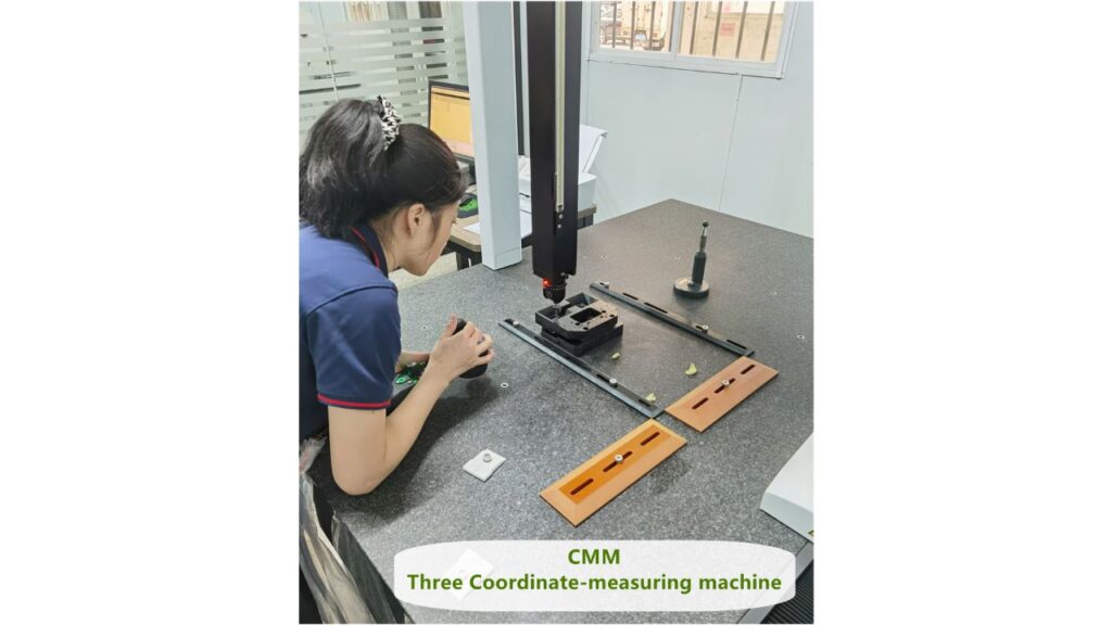 HFJ coordinate measuring machine (CMM) performing precision dimensional inspection of CNC machined parts