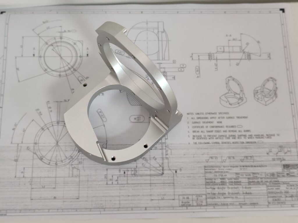 Custom CNC Machined Aluminum Part with Technical Drawing