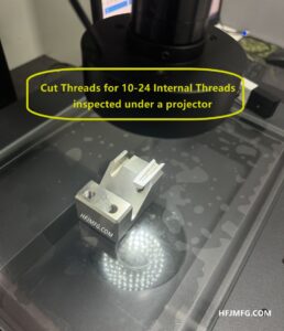 cut threads for 10-24 inspected under projector