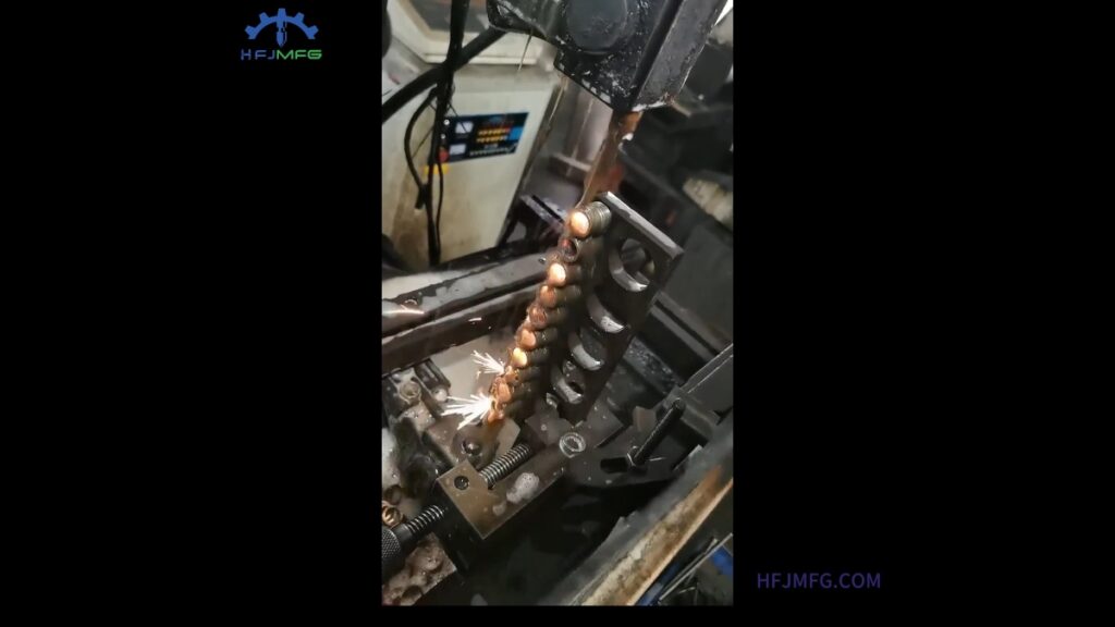 EDM machining process creating precision metal parts with electrical discharge