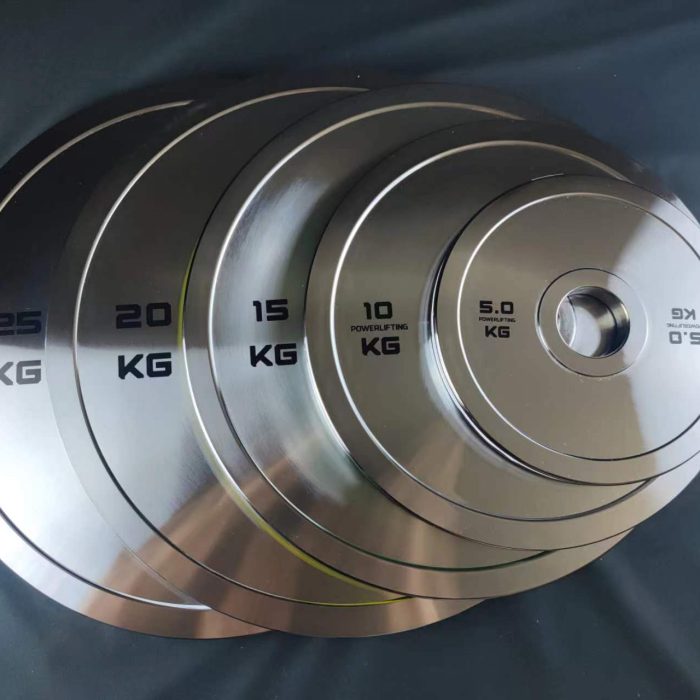 Precision manufactured steel weight plates with mirror chrome plated finish for gym equipment